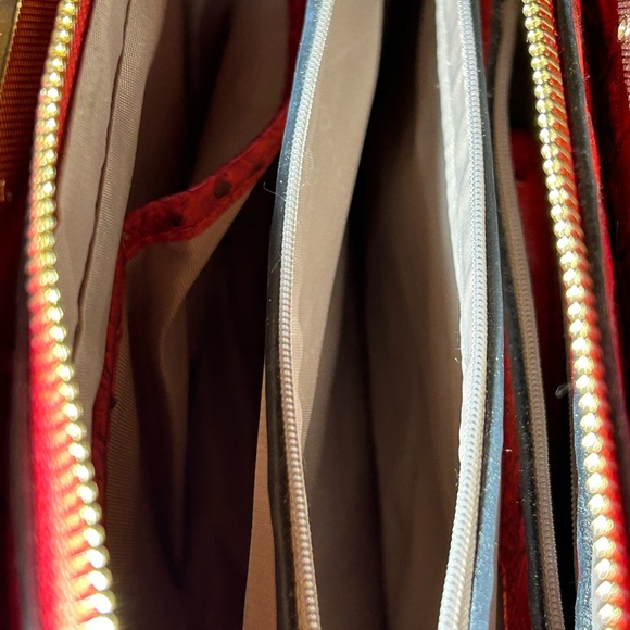 Dasein Elegant Red Ostrich Crossbody/Handbag 14” x 11” x 3.5” NWOT - Picture 4 of 13